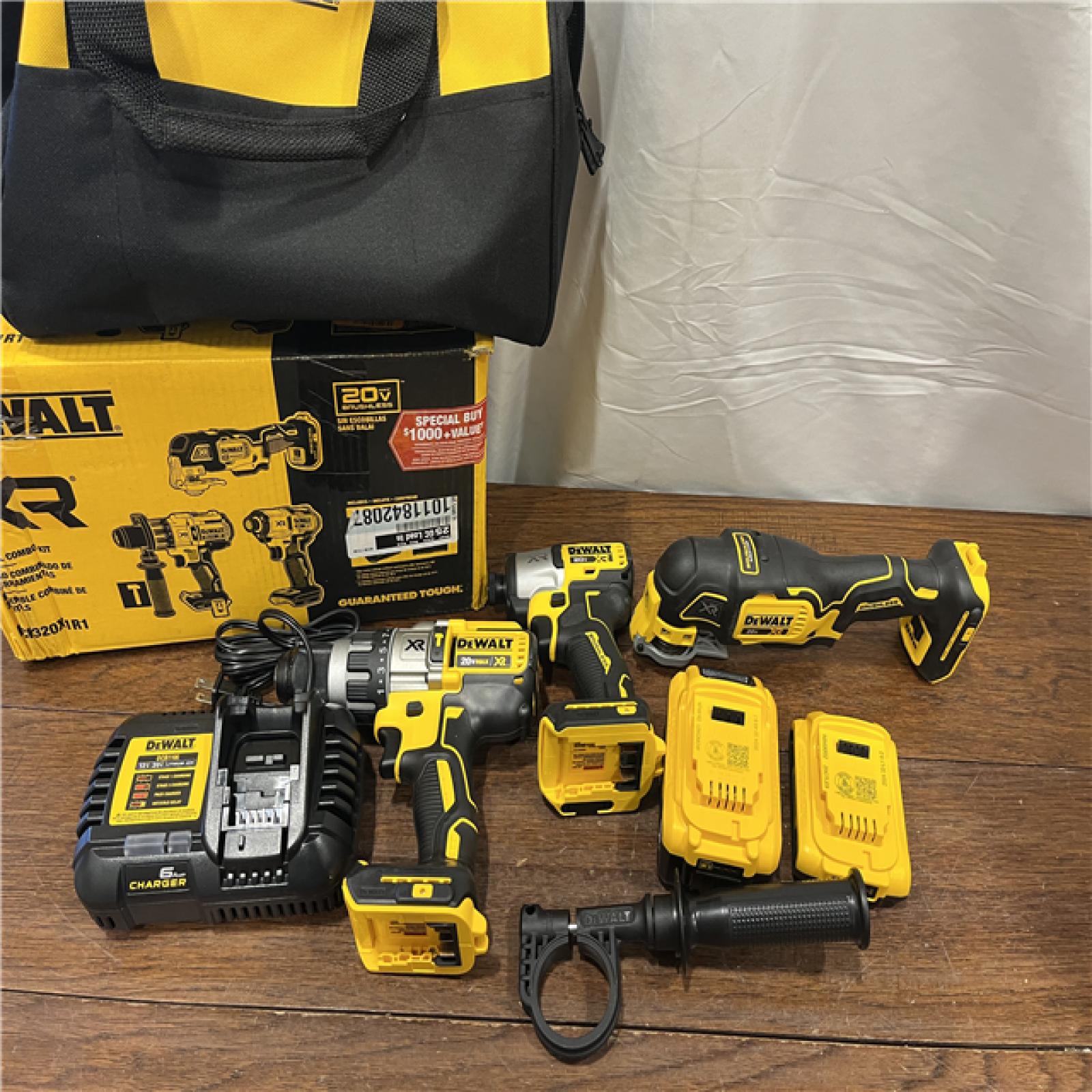 AS-IS20-Volt Lithium-Ion Cordless 3-Tool Combo Kit with FLEXVOLT 9 Ah and 20V 6 Ah Batteries and Charger