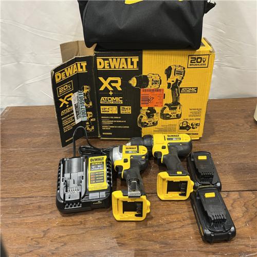 AS-ISDEWALT 20V MAX XR Hammer Drill and ATOMIC Impact Driver 2 Tool Cordless Combo Kit with (2) 4.0Ah Batteries, Charger, and Bag