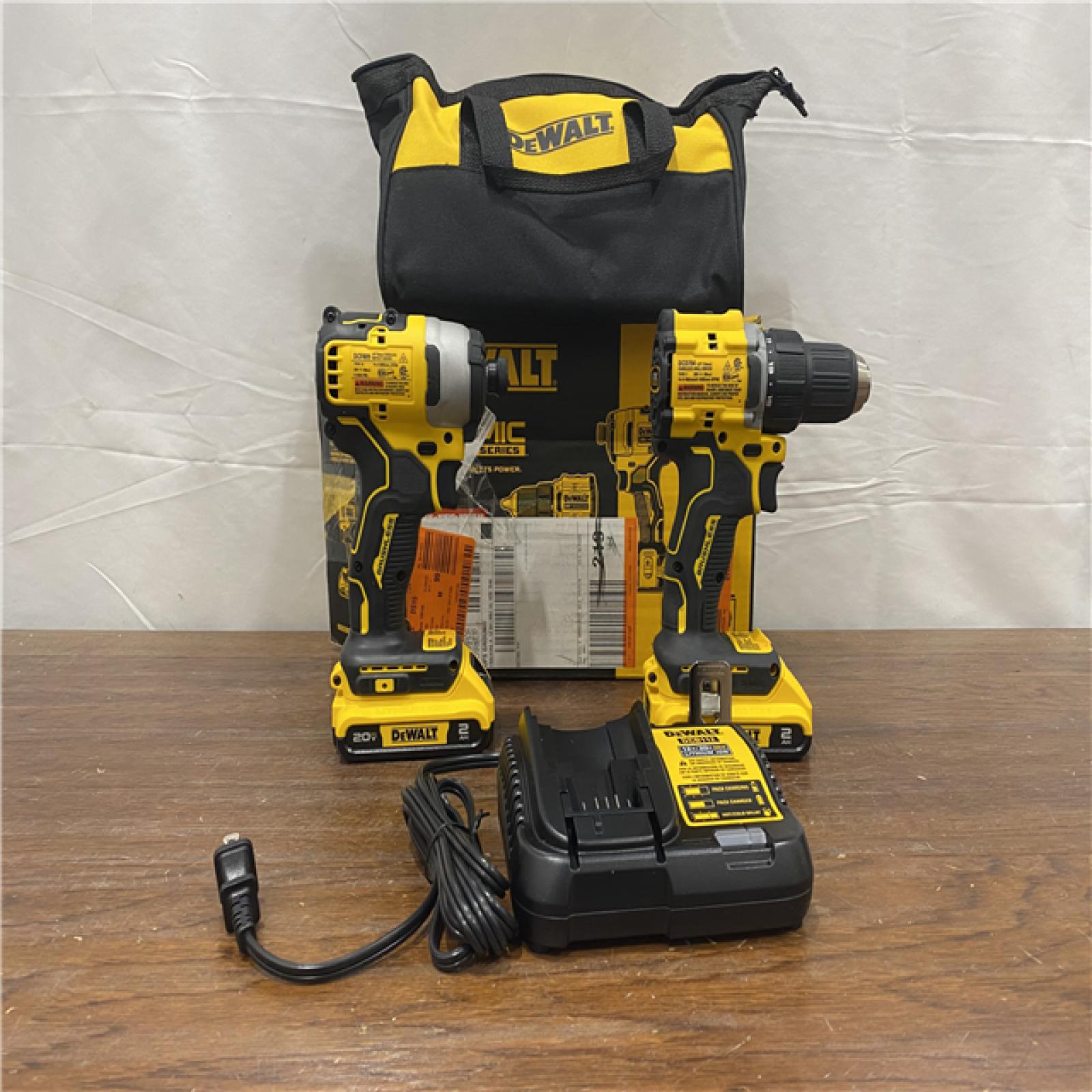 AS-IS DEWALT ATOMIC 20-Volt MAX Lithium-Ion Cordless Combo Kit (2-Tool) with (2) 2.0Ah Batteries, Charger and Bag