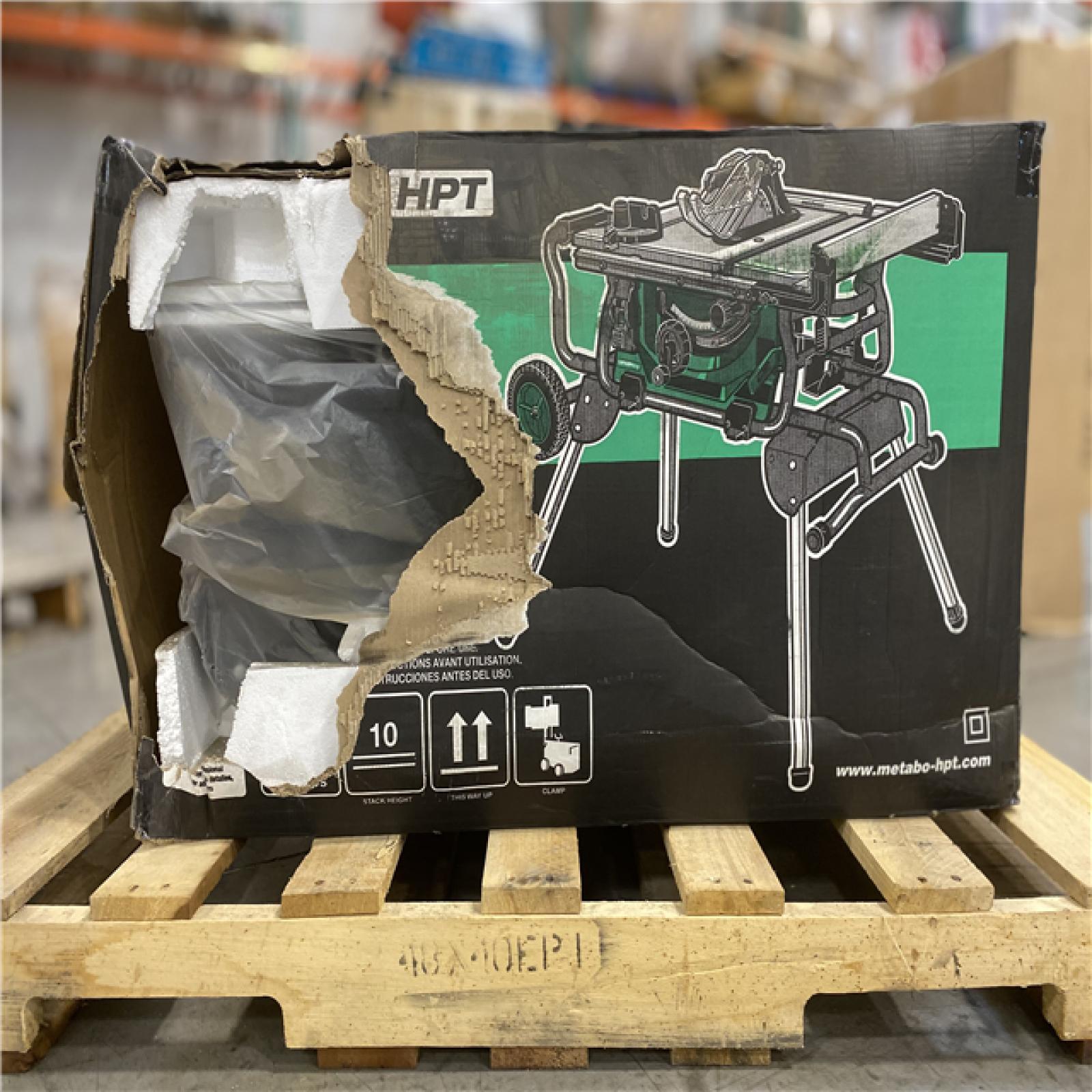 DALLAS LOCATION - Metabo HPT 10-in 15-Amp Table Saw with Micro Adjust Rip Fence and Caster Platform - 10 inch Jobsite Table Saw