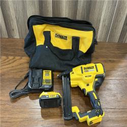 AS-IS DEWALT  20V MAX XR Lithium-Ion Cordless 18-Gauge Narrow Crown Stapler Kit with 2.0Ah Battery, Charger and Contractor Bag