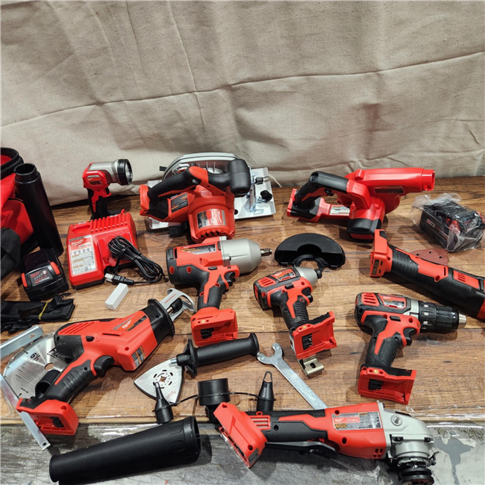 AS-IS Milwaukee M18 18-Volt Lithium-Ion Cordless Combo Kit (9-Tool) with (2) Batteries, Charger, and Tool Bag