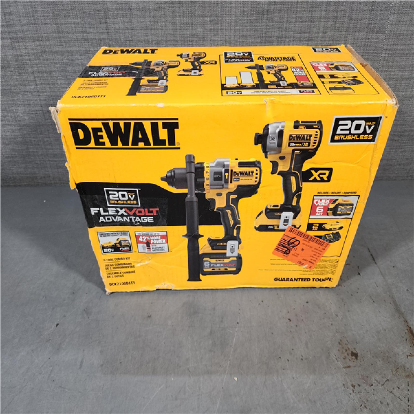 HOUSTON LOCATION - AS-IS DEWALT 20V MAX Cordless Brushless Hammer Drill/Driver 2 Tool Combo Kit with FLEXVOLT ADVANTAGE