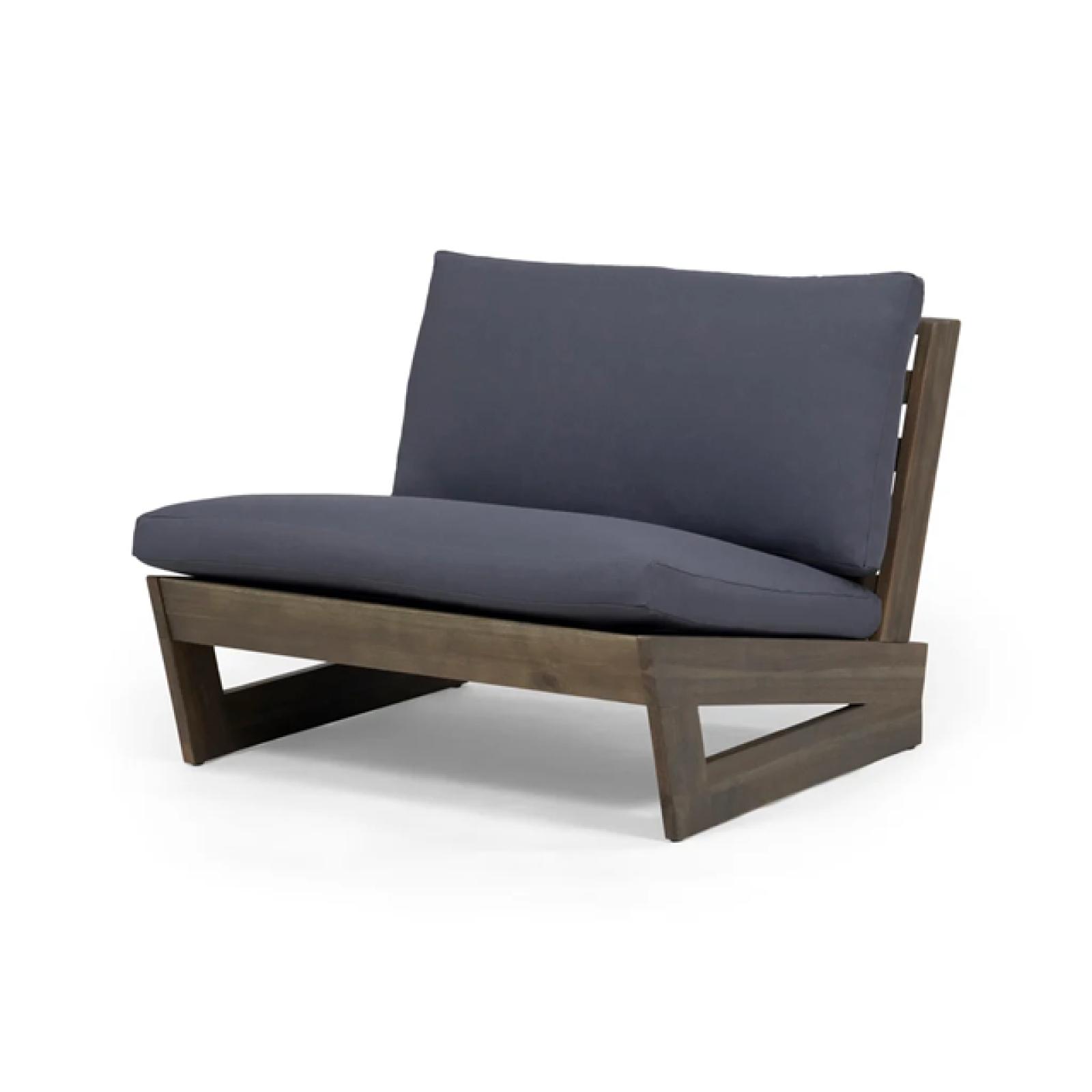 Phoenix Location NEW Noble House Outdoor Club Chair with Cushion and Acacia Wood Frame In Grey