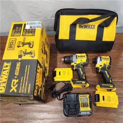 AS-IS DEWALT 20V MAX XR Cordless Drill/Driver, ATOMIC Impact Driver 2 Tool Combo Kit, (2) 2.0Ah Batteries, Charger, and Bag