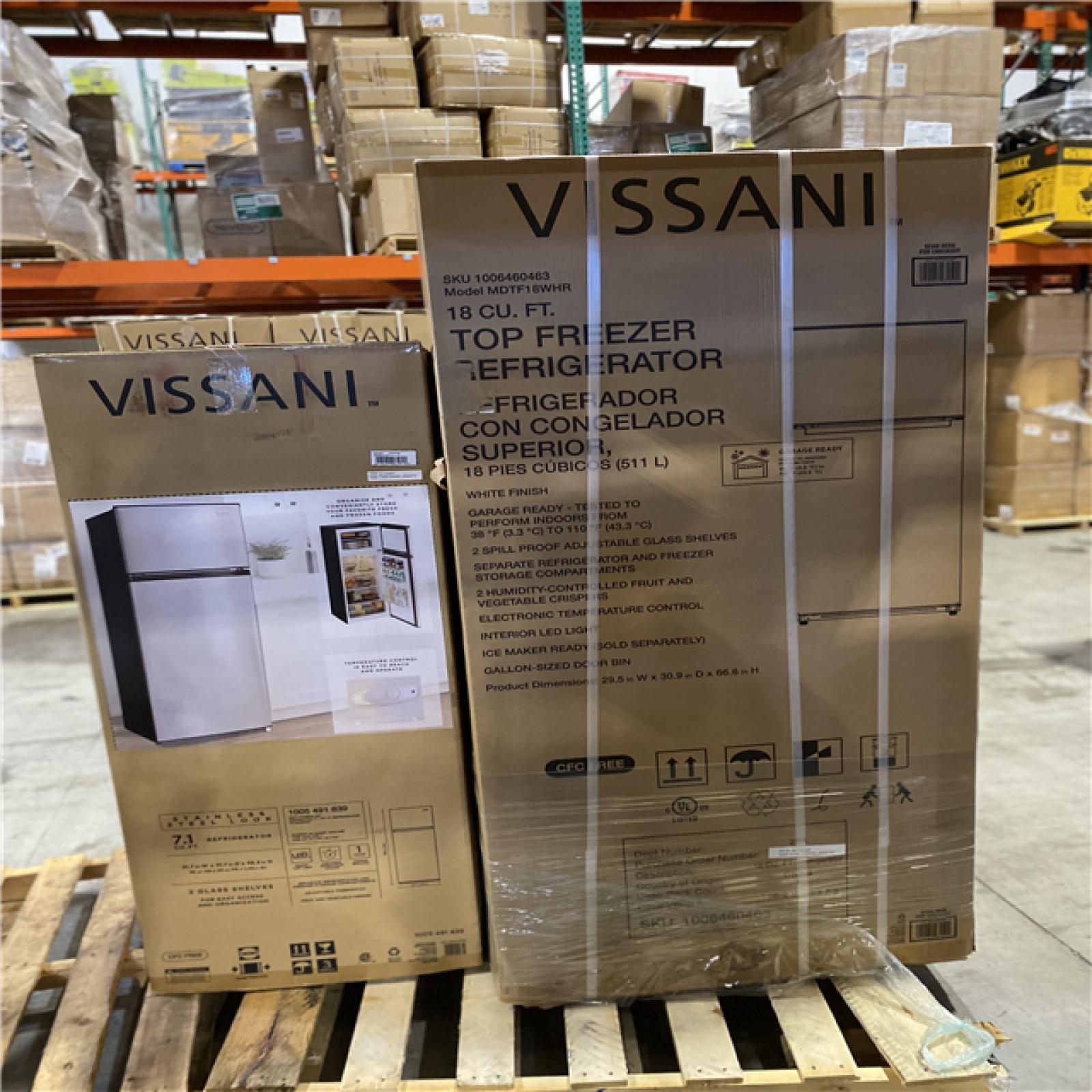 DALLAS LOCATION - Vissani MIXED REFRIGERADOR PALLET - (2 UNITS)