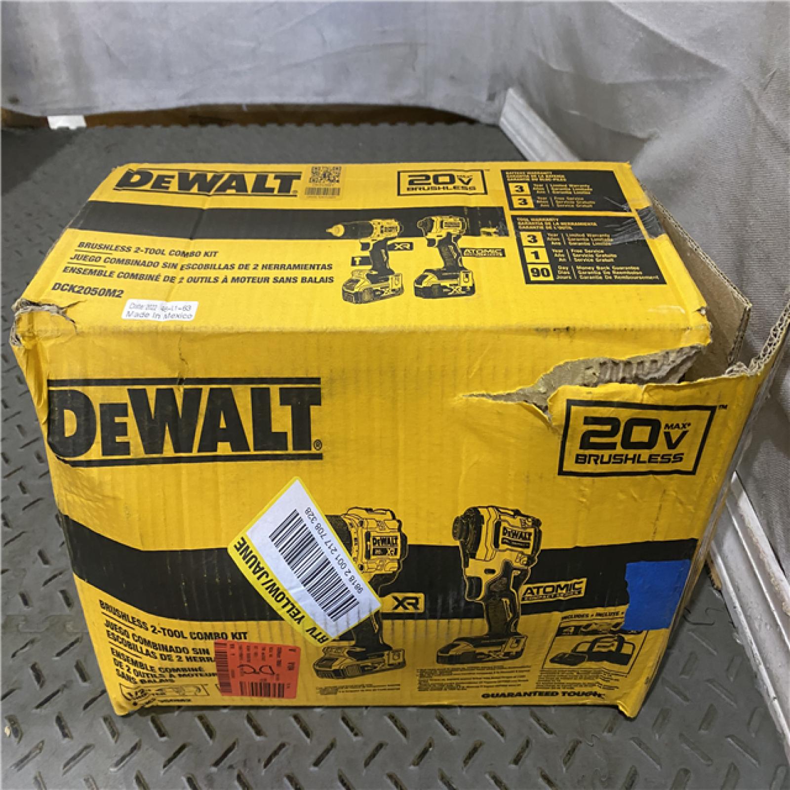 Houston location AS-IS DEWALT 20V MAX XR Hammer Drill and ATOMIC Impact Driver 2 Tool Cordless Combo Kit with (2) 4.0Ah Batteries, Charger, and Bag