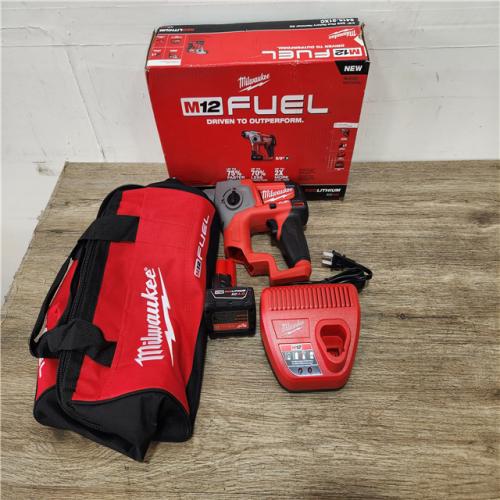 Phoenix Location Milwaukee M12 FUEL 12V Lithium-Ion Brushless Cordless 5/8 in. SDS-Plus Rotary Hammer Kit with One 4.0Ah Battery and Bag