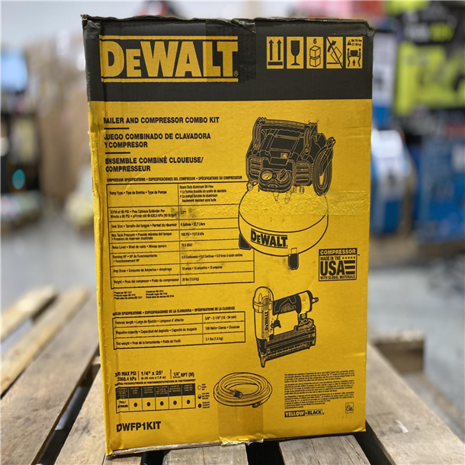 NEW! - DEWALT 6 Gal. 18-Gauge Brad Nailer and Heavy-Duty Pancake Electric Air Compressor Combo Kit