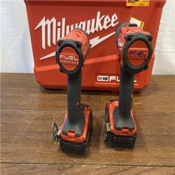 AS-ISMilwaukee M18 FUEL 18V Lithium-Ion Brushless Cordless Hammer Drill and Impact Driver Combo Kit (2-Tool) with 2 Batteries