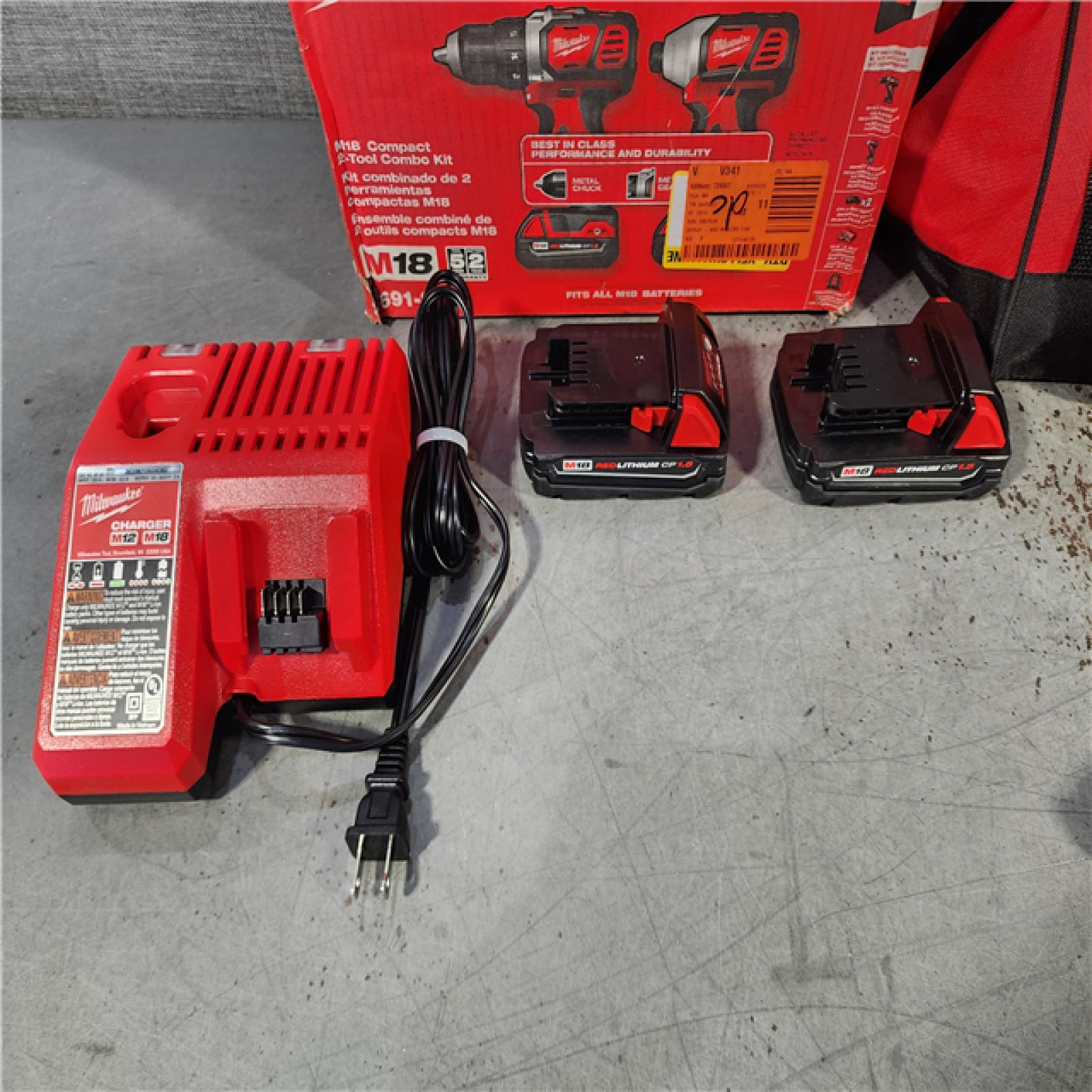 HOUSTON LOCATION - AS-IS Milwaukee M18 18V Cordless Brushed 2 Tool Drill/Driver and Impact Driver Kit