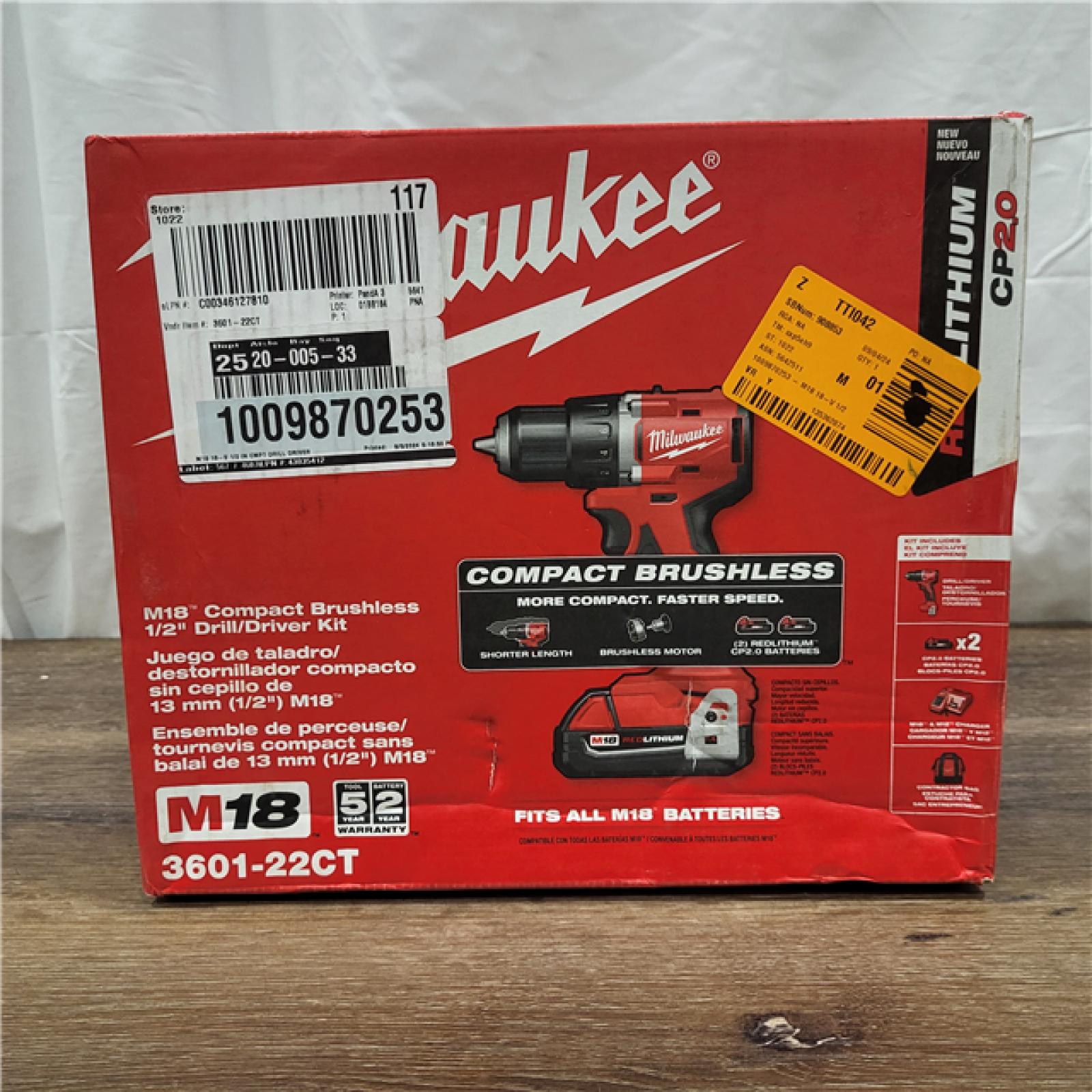 AS-IS Milwaukee M18 3601-22CT Drill/Driver Kit  Battery Included  18 V  1/2 in Chuck