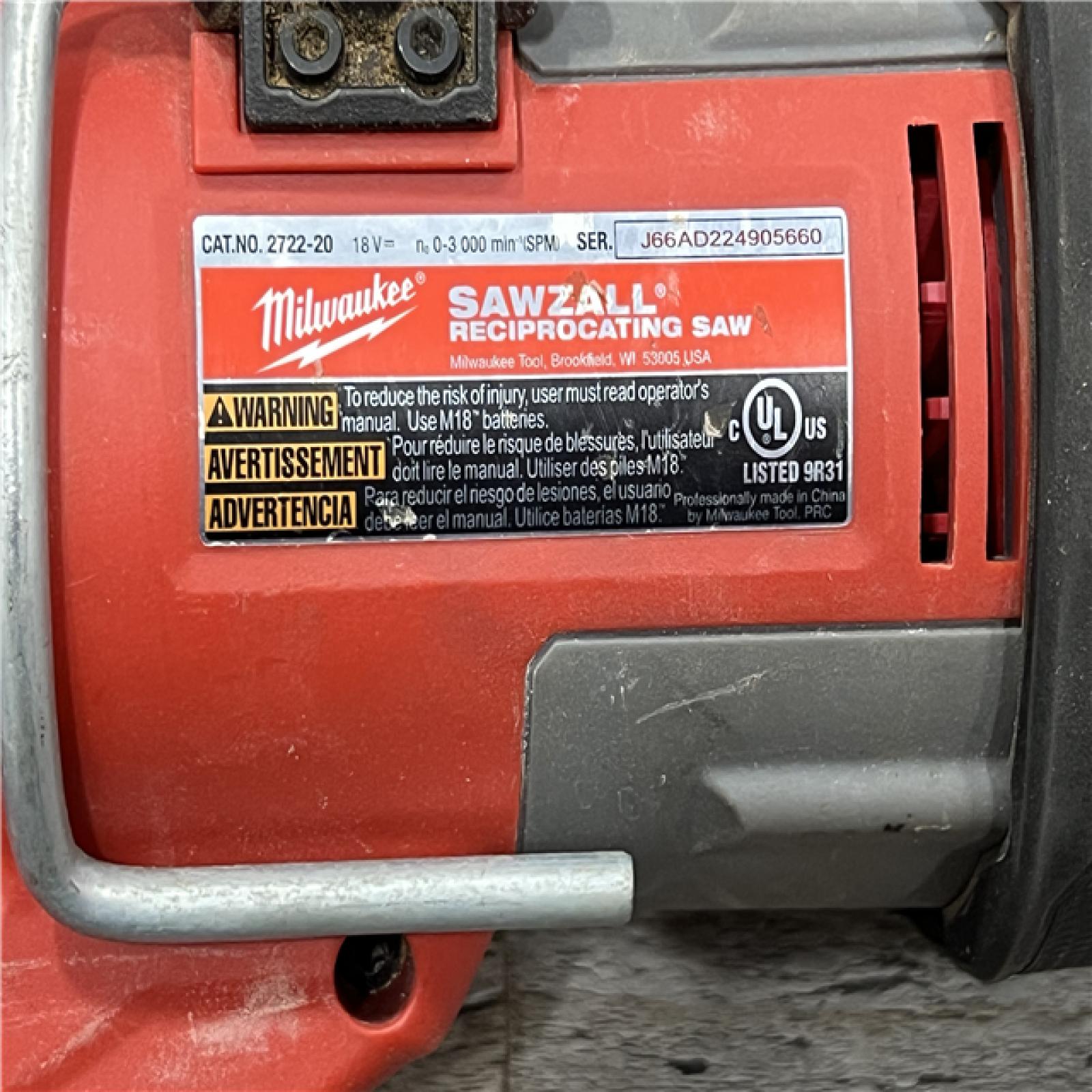 AS-IS Milwaukee M18 Fuel 18V Brushless Super Sawzall Reciprocating Saw 2722-20 (Bare Tool)