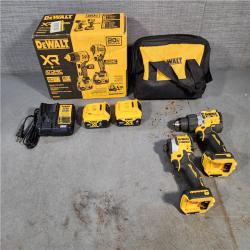 HOUSTON LOCATION - AS-IS DEWALT 20V MAX XR Hammer Drill and ATOMIC Impact Driver 2 Tool Cordless Combo Kit with (2) 4.0Ah Batteries, Charger, and Bag