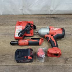 AS-IS M12/M18 12/18V Lithium-Ion Cordless 3/8 in. Ratchet and 1/2 in. High Torque Impact Wrench with Friction Ring Combo Kit