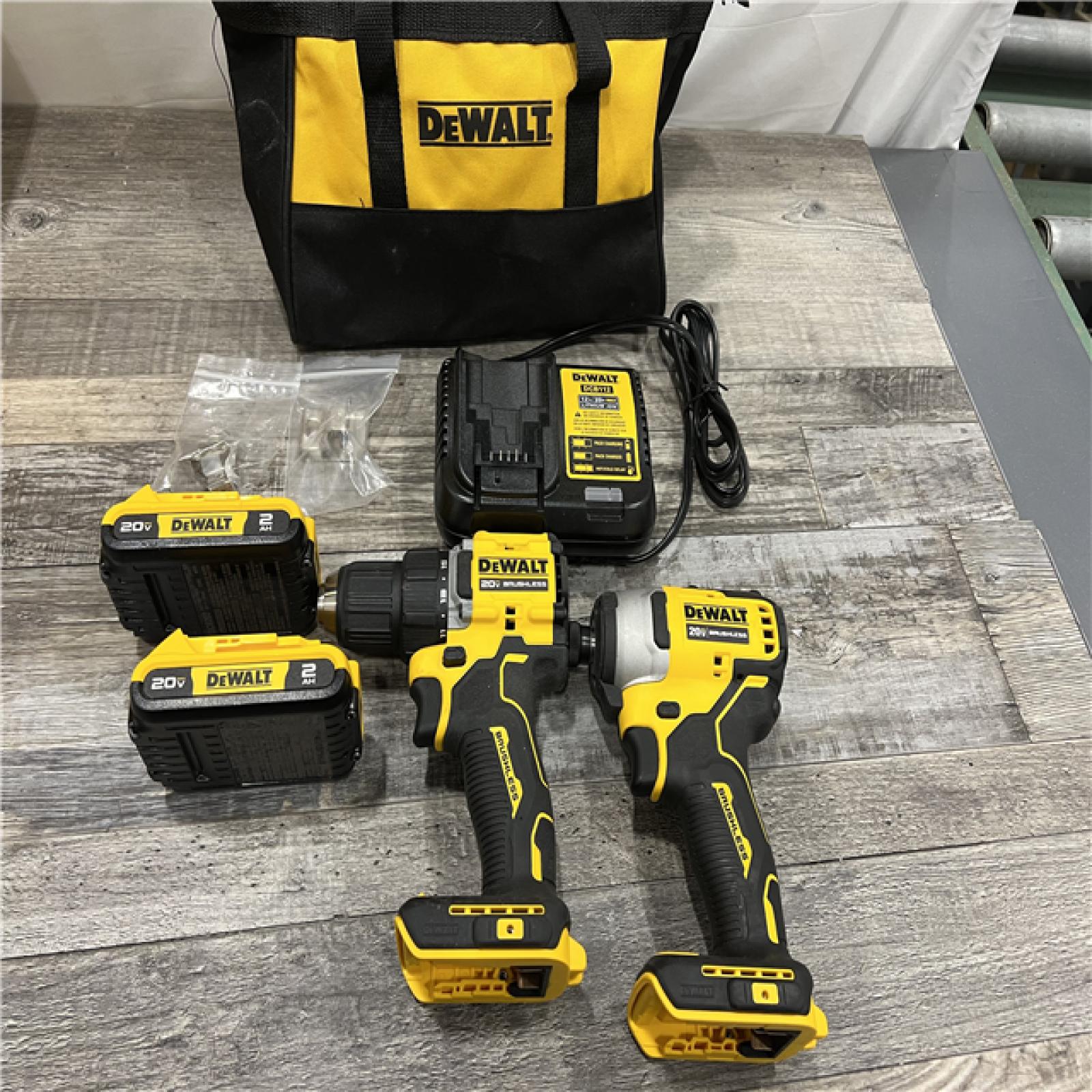 AS-IS DEWALT ATOMIC 20-Volt MAX Lithium-Ion Cordless Combo Kit (2-Tool) with (2) 2.0Ah Batteries, Charger and Bag