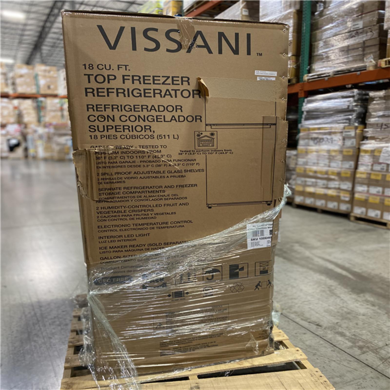 DALLAS LOCATION - Vissani 18 cu. ft. Top Freezer Refrigerator in Stainless Steel Look