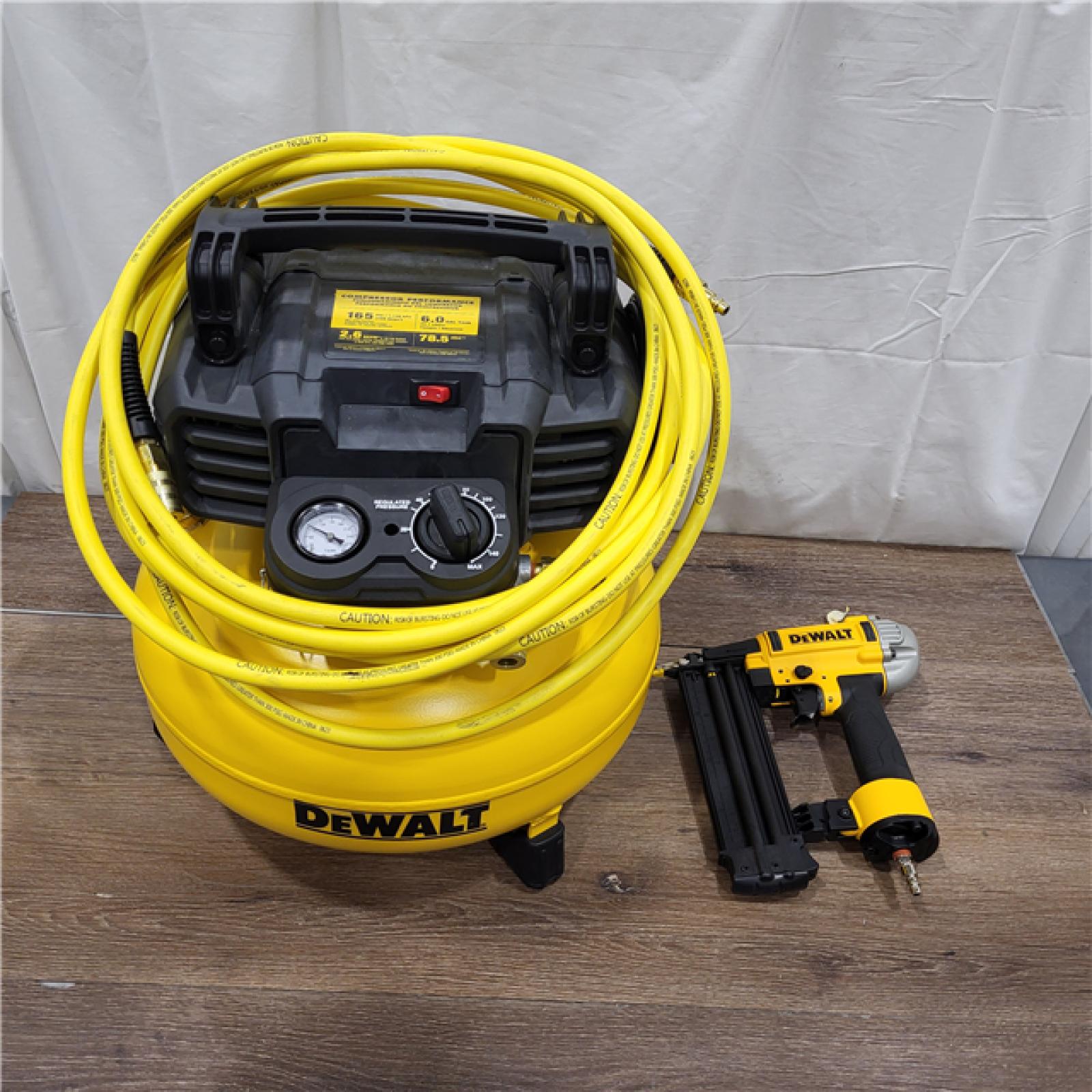 AS-IS DEWALT 6 Gal. 18-Gauge Brad Nailer and Heavy-Duty Pancake Electric Air Compressor Combo Kit