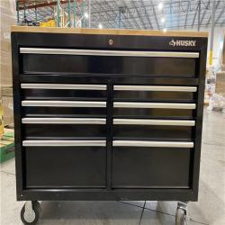 DALLAS LOCATION - Husky Tool Storage 46 in. W Standard Duty Black Mobile Workbench Cabinet with Solid Top Full Length Extension Table