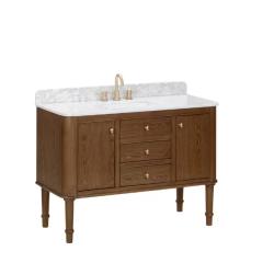 DALLAS LOCATION- Home Decorators Collection Collette 48 in W x 22 in D x 35 in H Single Sink Bath Vanity in Cinnamon Oak With White Carrara Marble Top