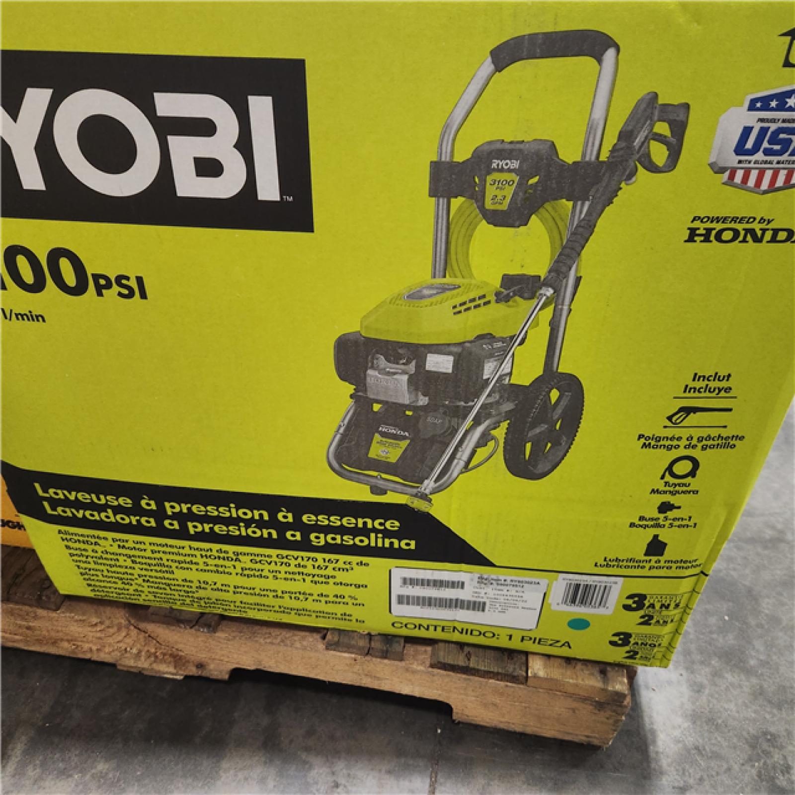 DALLAS LOCATION - AS-IS RYOBI 3100 PSI 2.3 GPM Cold Water Gas Pressure Washer with Honda GCV167 Engine