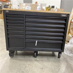 DALLAS LOCATION - Husky Tool Storage 62 in. W Heavy Duty Matte Black Mobile Workbench Cabinet with Adjustable Height Wood Top