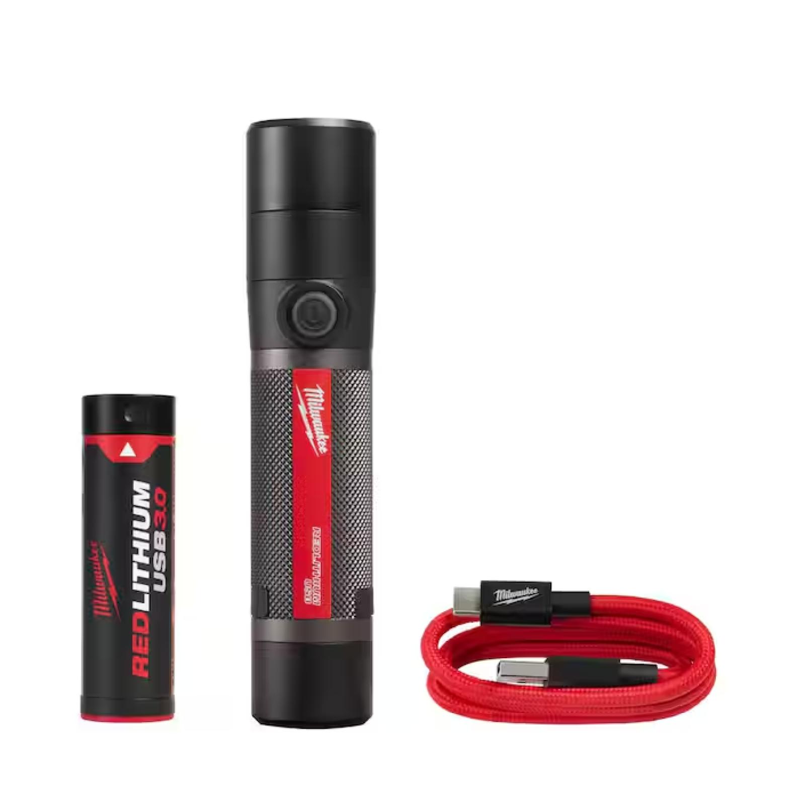 NEW! - Milwaukee 800 Lumens LED USB Rechargeable HP Fixed Focus Flashlight - (4 UNITS)