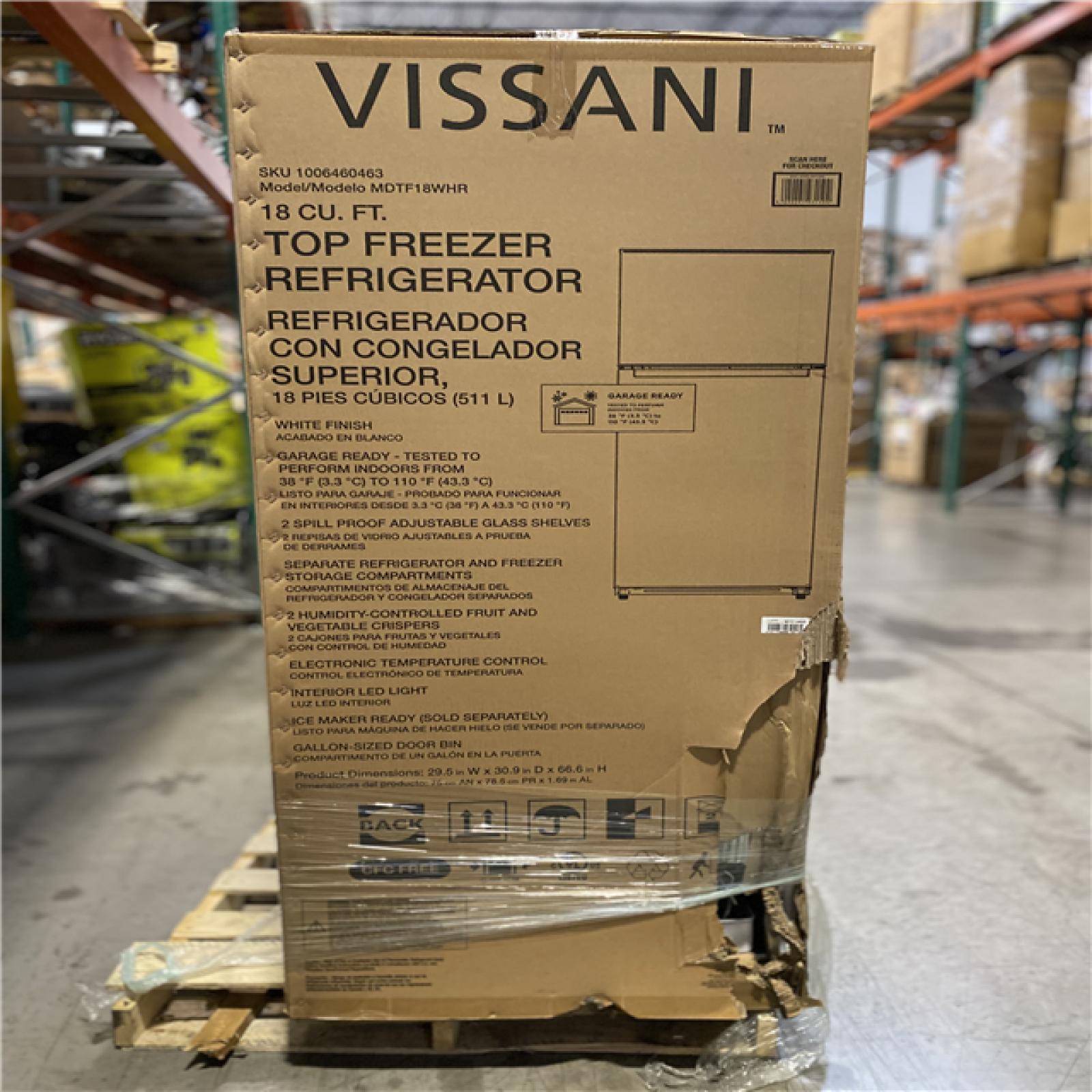 DALLAS LOCATION - Vissani MIXED REFRIGERADOR PALLET - (2 UNITS)