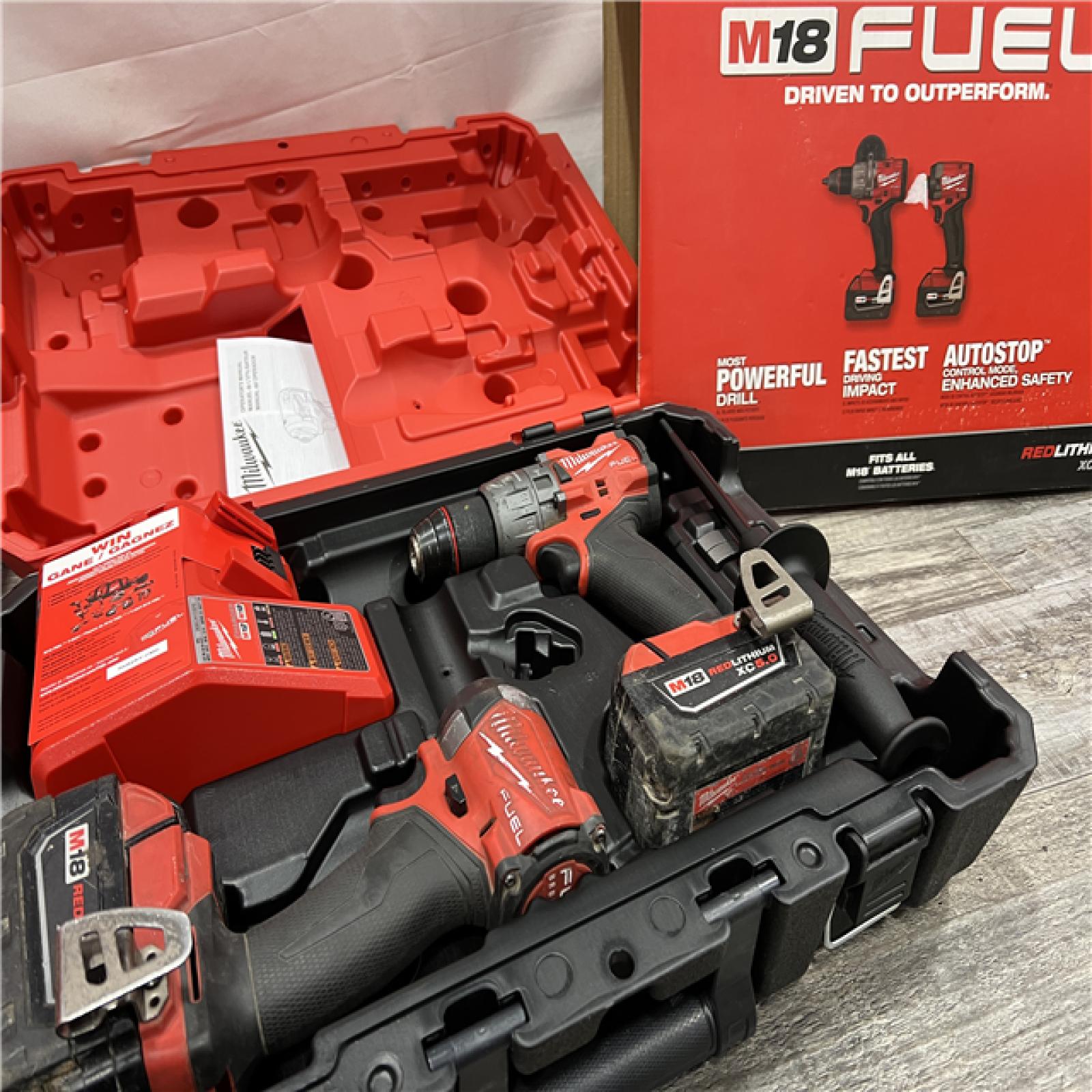 AS-IS Milwaukee M18 FUEL 18V Lithium-Ion Brushless Cordless Hammer Drill and Impact Driver Combo Kit (2-Tool) with 2 Batteries