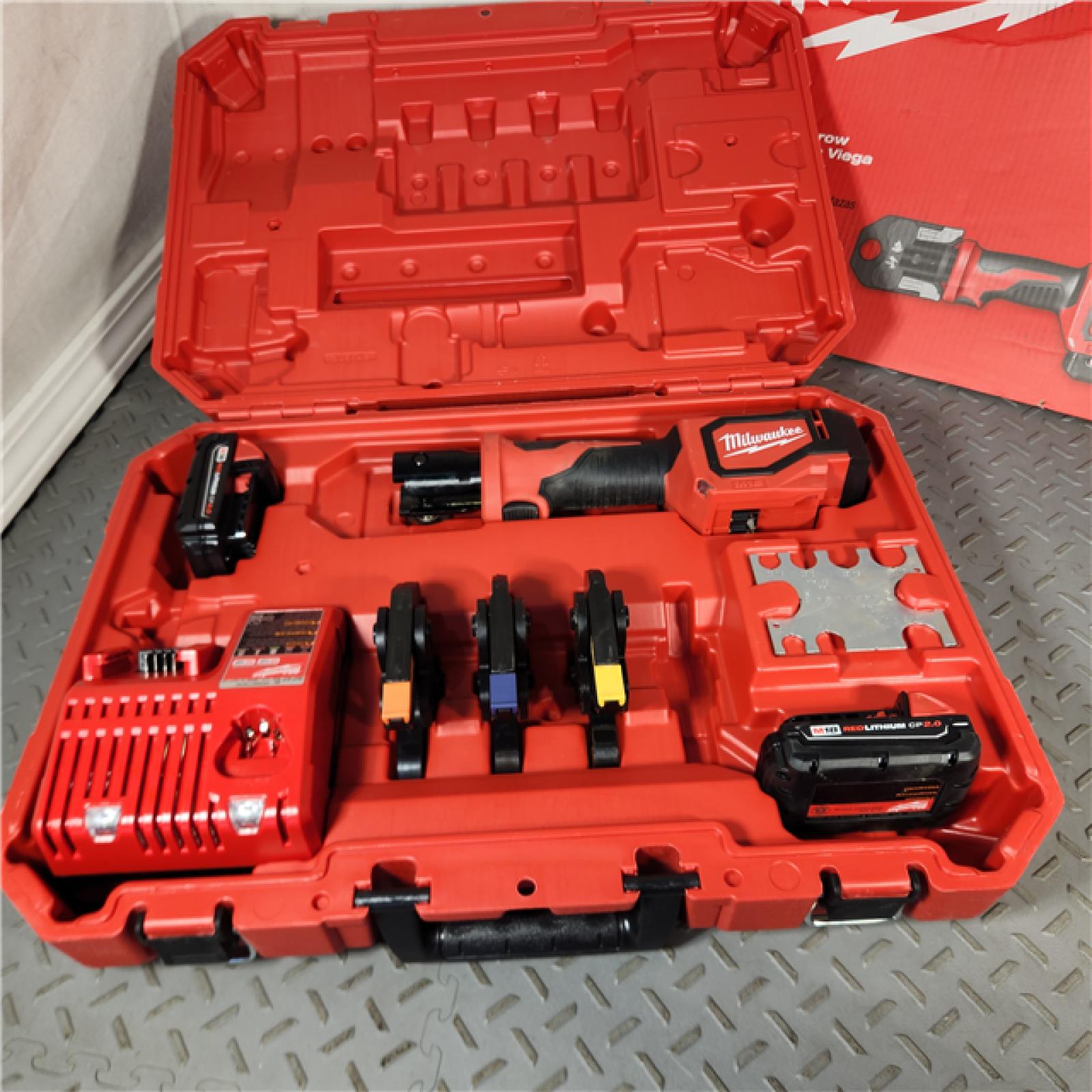 Houston Location - AS-IS Milwaukee Electric Tool - 2674-22P - M18 Short Throw Press Tool Kit W/ Viega PureFlow Jaws - Appears IN GOOD Condition