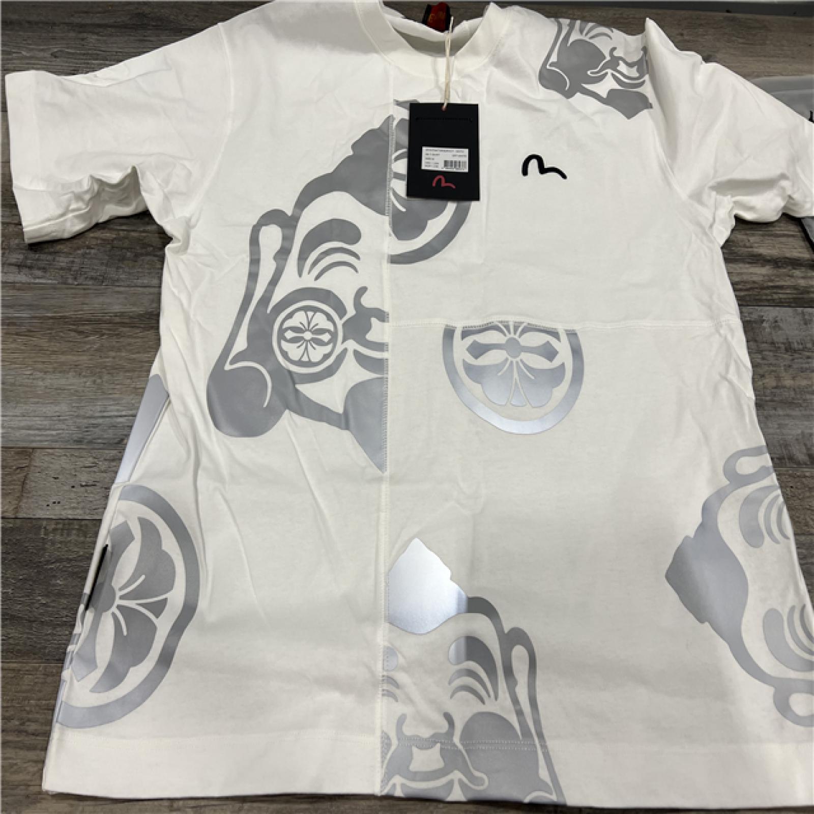 NEW Evisu Godhead and Kamon Print Relax Fit T-Shirt - White - SZ M