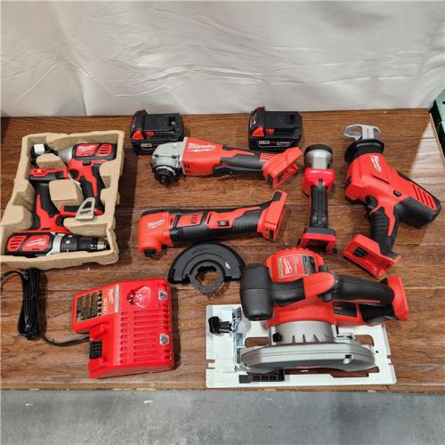 AS-IS Milwaukee M18 18-Volt Lithium-Ion Cordless Combo Kit 7-Tool with 2-Batteries, Charger and Tool Bag