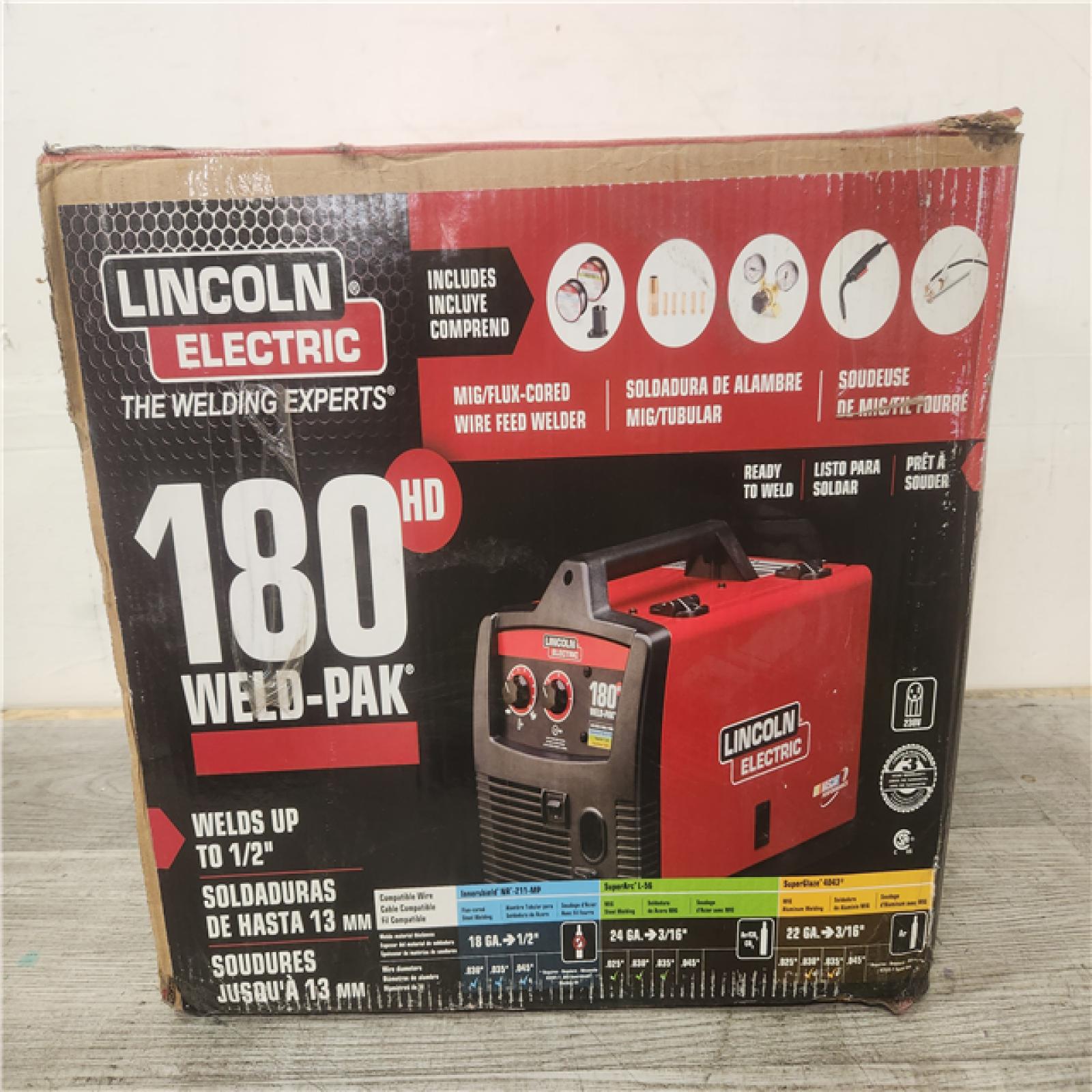 Phoenix Location Lincoln Electric Weld-Pak 180 Amp MIG Flux-Core Wire Feed Welder, 230V, Aluminum Welder with Spool Gun sold separately