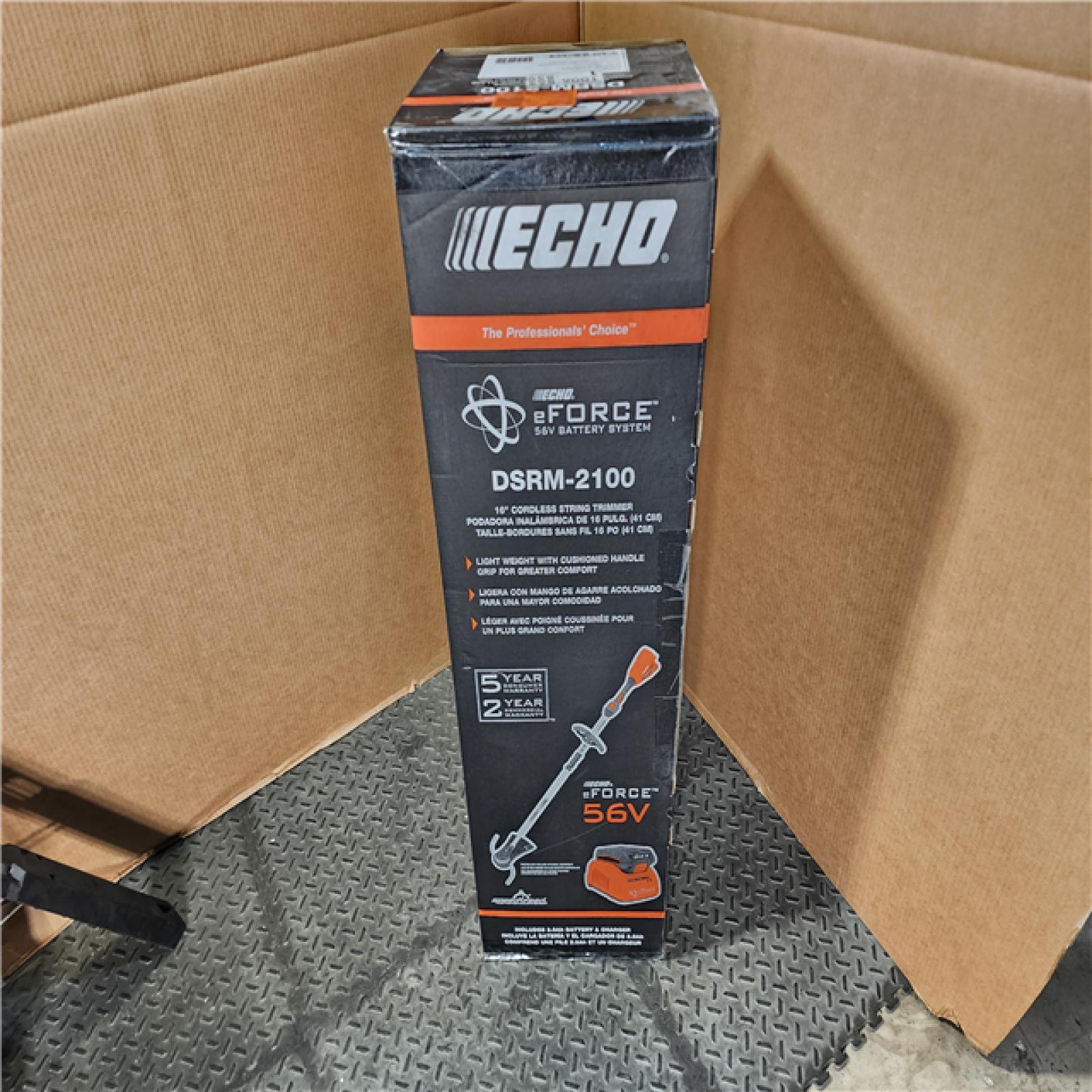 HOUSTON LOCATION - AS-IS (APPEARS LIKE NEW) Echo EFORCE 56V 16 in. Brushless Cordless Battery String Trimmer with 2.5Ah Battery and Charger - DSRM-2100