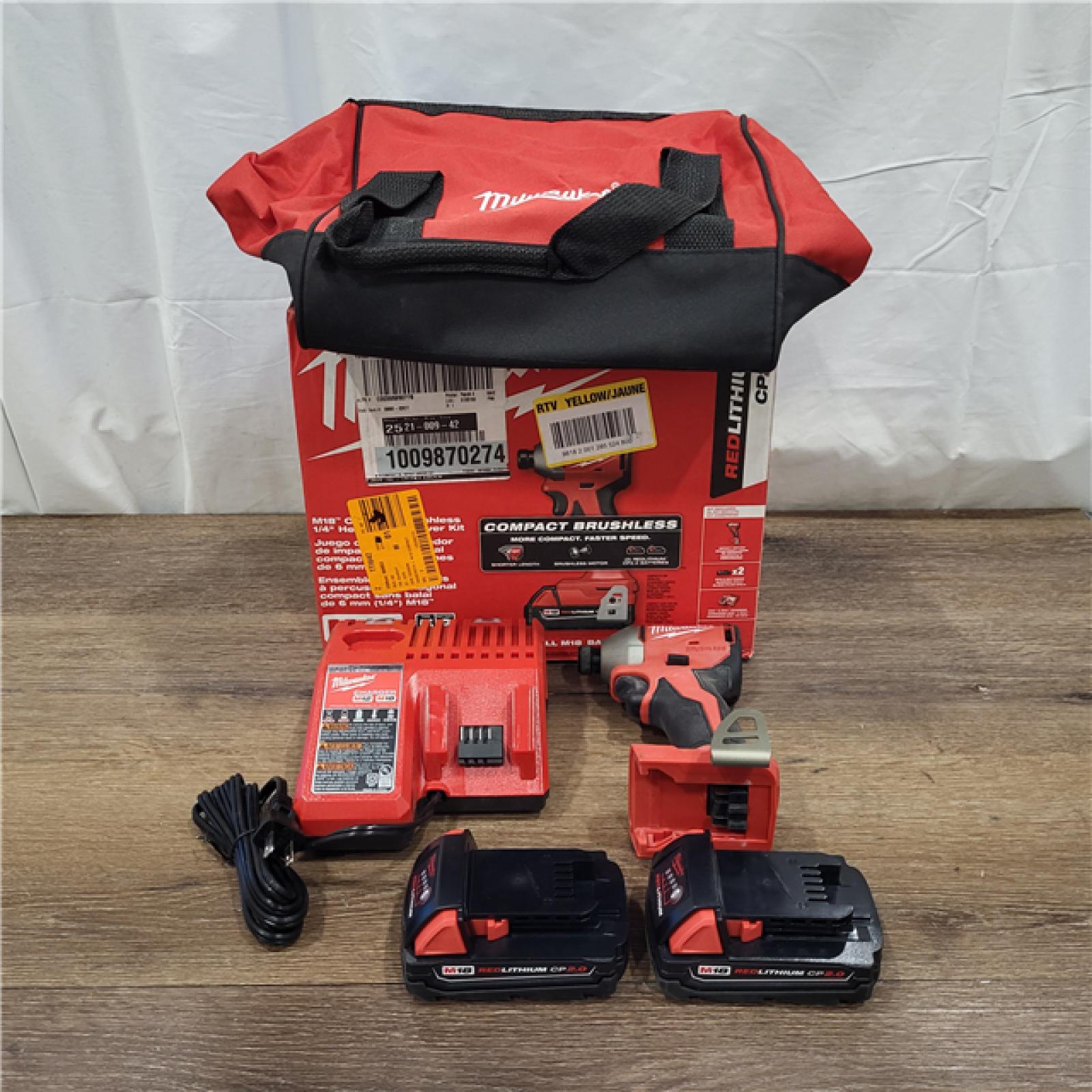 AS-IS Milwaukee M18 Compact Brushless 1/4  Hex Impact Driver Kit