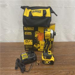 AS-IS DEWALT ATOMIC 20V MAX Lithium-Ion Cordless 1/4 in. Brushless Impact Driver Kit, 5 Ah Battery, Charger, and Bag