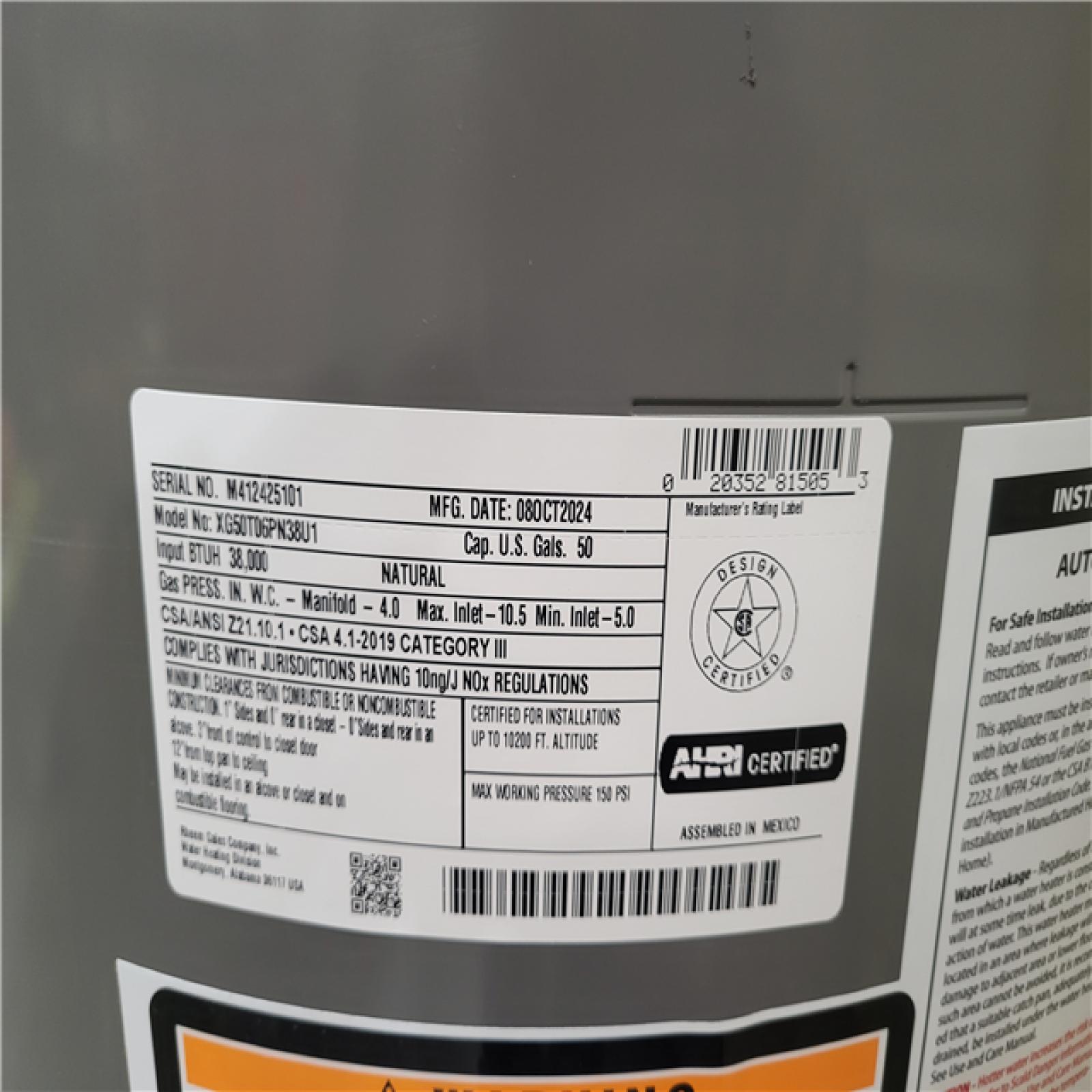 CALIFORNIA AS-IS RHEEM PERFORMANCE WATER HEATER