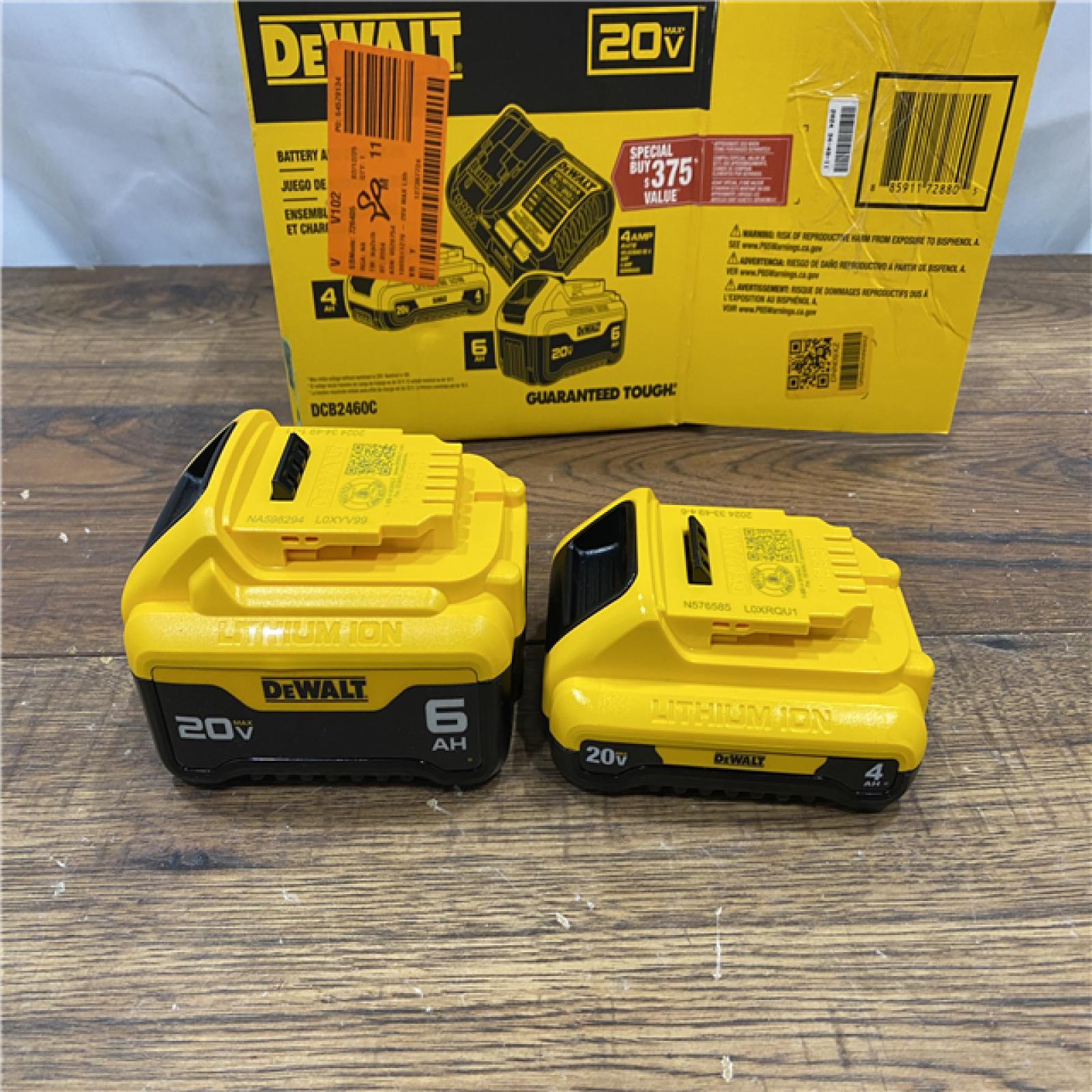 AS IS DEWALT 20V MAX Lithium-Ion 6.0Ah and 4.0Ah Battery and Charger Starter Kit