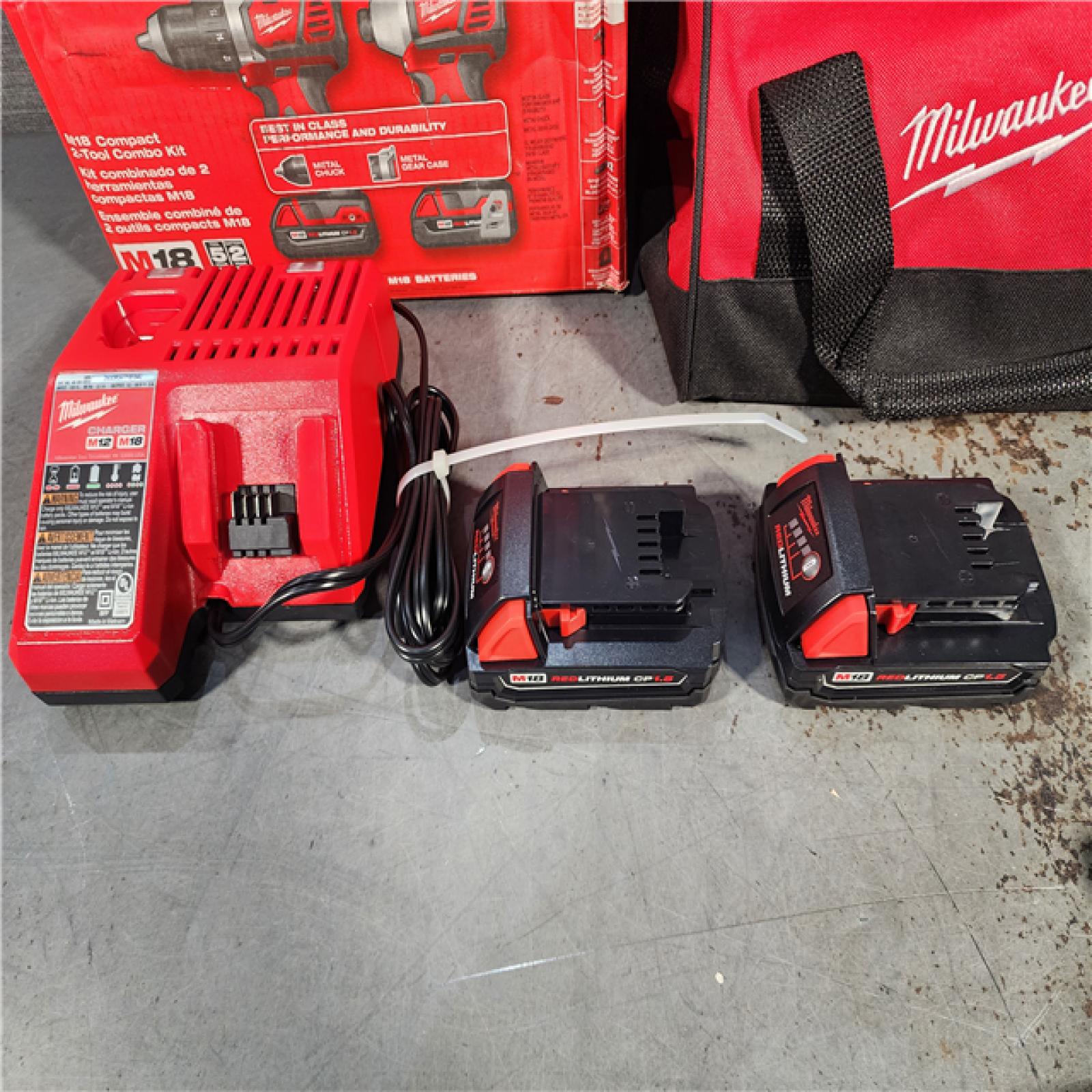 HOUSTON LOCATION - AS-IS Milwaukee M18 18V Cordless Brushed 2 Tool Drill/Driver and Impact Driver Kit