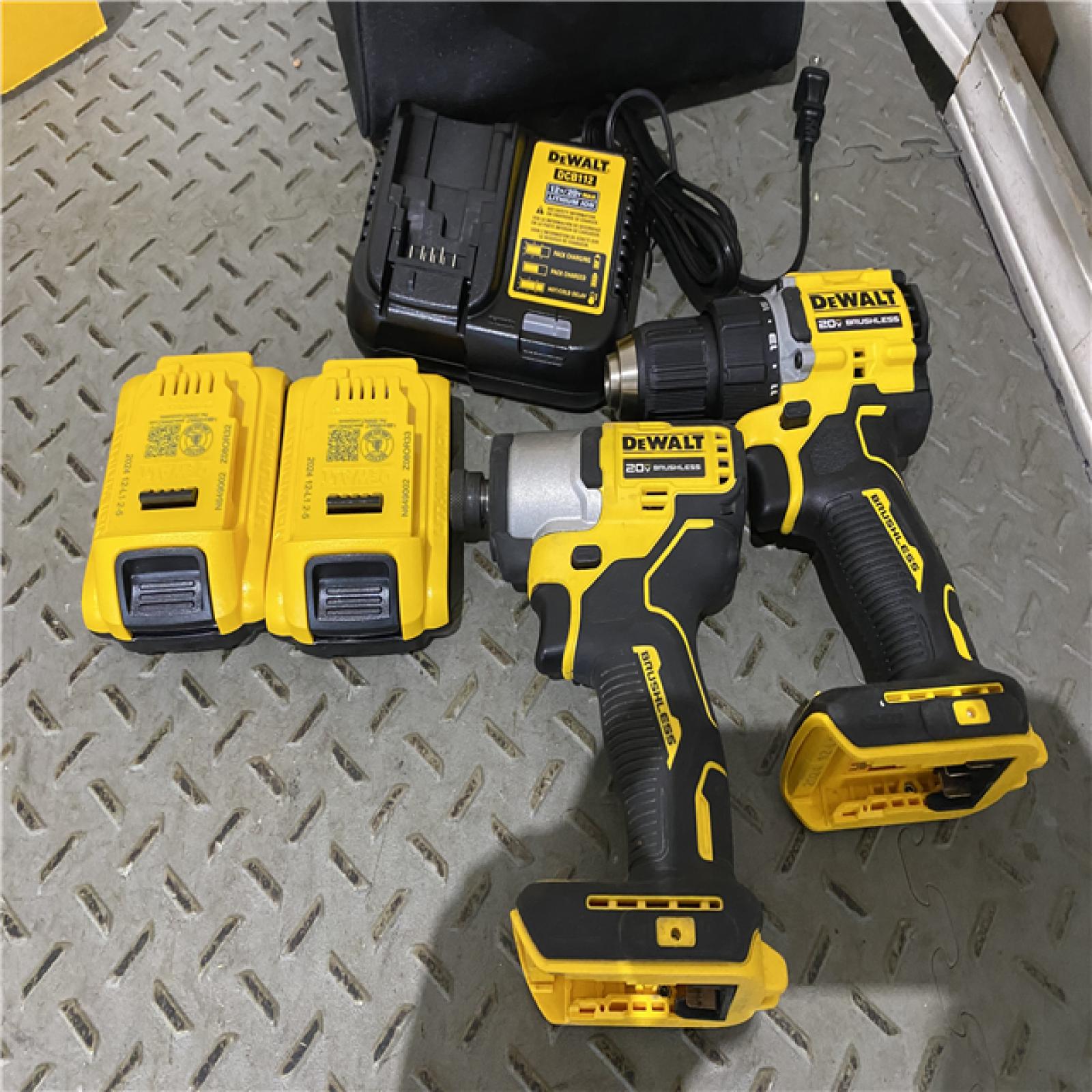 Houston location AS-IS DEWALT ATOMIC 20-Volt MAX Lithium-Ion Cordless Combo Kit (2-Tool) with (2) 2.0Ah Batteries, Charger and Bag