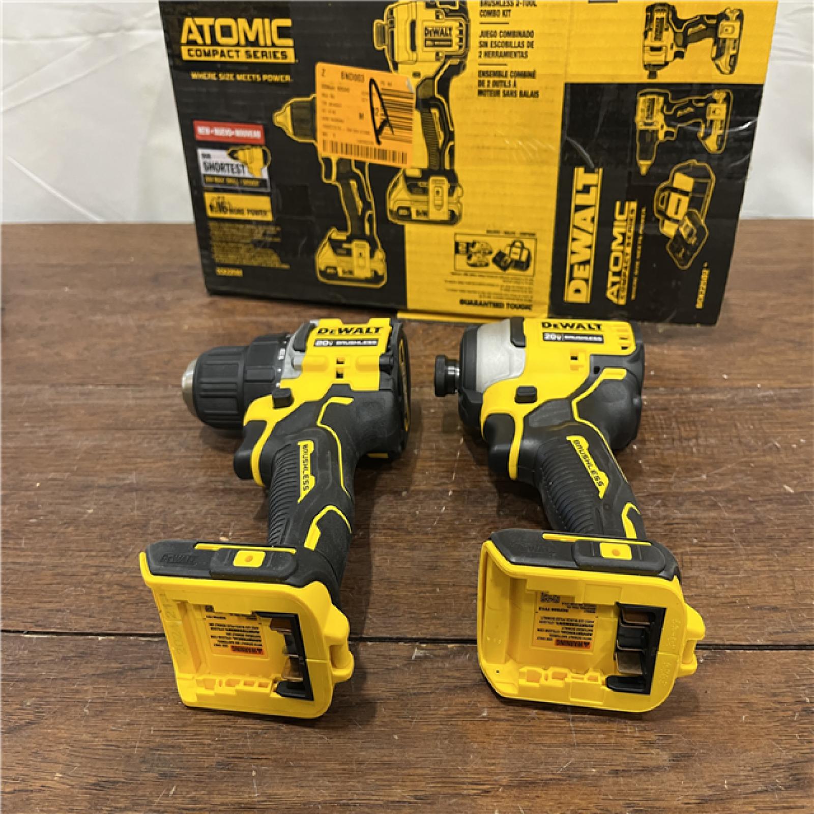 AS-ISDewalt DCK225D2 20V MAX ATOMIC Brushless Compact Lithium-Ion 1/2 in. Cordless Drill Driver and 1/4 in. Impact Driver Combo Kit with 2 Batteries 2 Ah