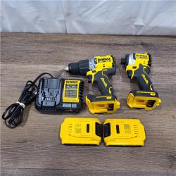 AS-IS DEWALT 20V MAX XR Cordless Drill/Driver, ATOMIC Impact Driver 2 Tool Combo Kit, (2) 2.0Ah Batteries, Charger, and Bag