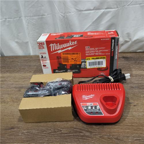 AS-IS Milwaukee M12 12V Lithium-Ion XC High Output 5.0 Ah Battery Pack (2-Pack) Starter Kit with Charger