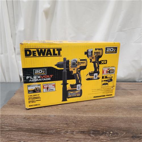 AS-IS DEWALT 20V MAX Cordless Brushless Hammer Drill/Driver 2 Tool Combo Kit with FLEXVOLT ADVANTAGE