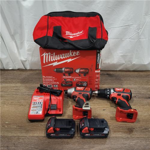 AS-IS Milwaukee M18 18V Cordless Brushed 2 Tool Drill/Driver and Impact Driver Kit