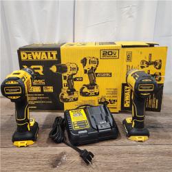 AS IS DEWALT 20V MAX XR Hammer Drill and ATOMIC Impact Driver 2 Tool Cordless Combo Kit with (2) 4.0Ah Batteries, Charger, and Bag