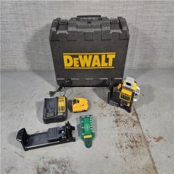 HOUSTON LOCATION - AS-IS DEWALT 12V MAX Lithium-Ion 100 Ft. Green Self-Leveling 3-Beam 360 Degree Laser Level with 2.0Ah Battery, Charger and Case