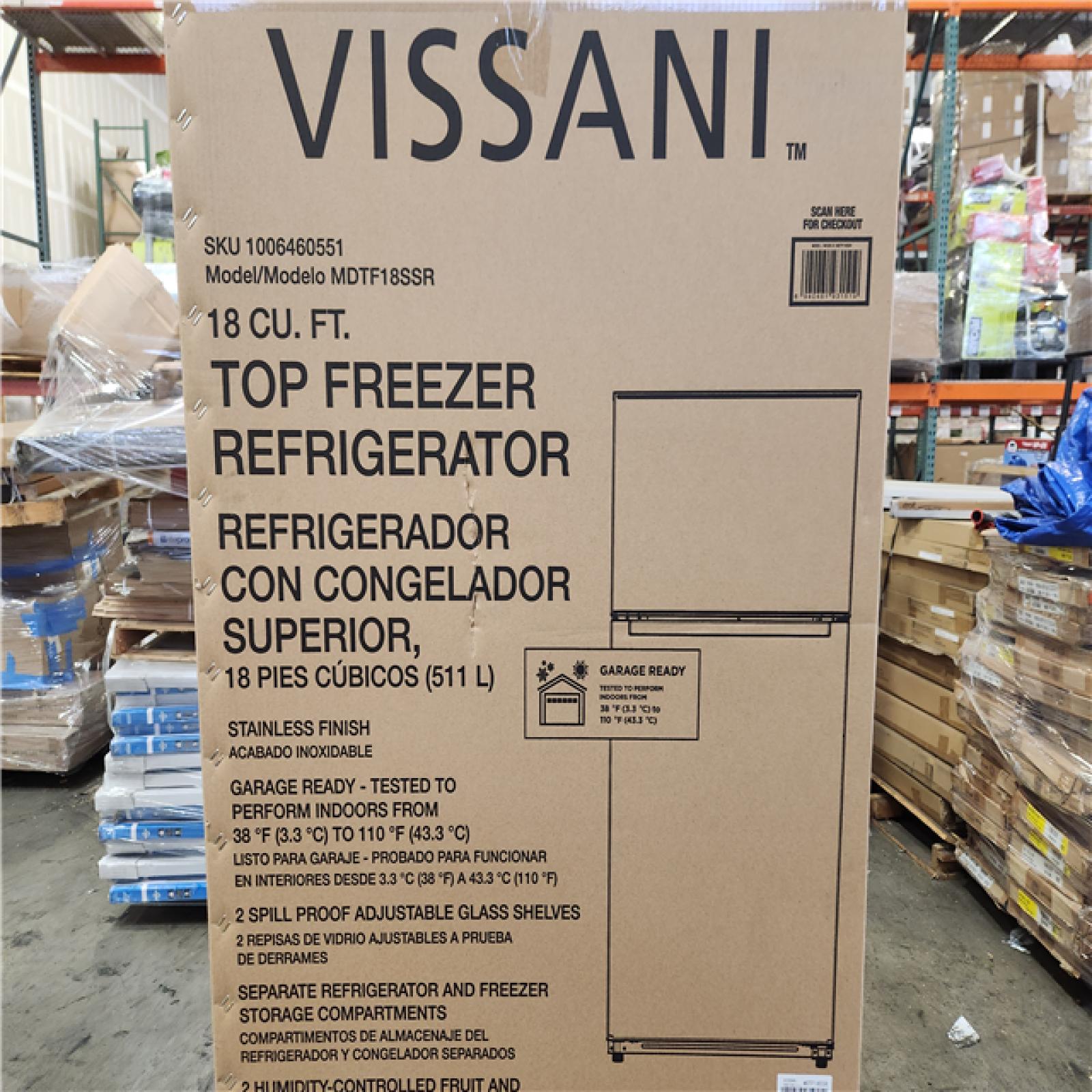 Phoenix Location NEW Vissani 18 cu. ft. Top Freezer Refrigerator in Stainless Steel Look