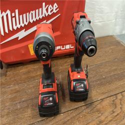 AS-ISMilwaukee M18 FUEL 18V Lithium-Ion Brushless Cordless Hammer Drill and Impact Driver Combo Kit (2-Tool) with 2 Batteries