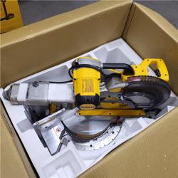 AS-IS DEWALT 15 Amp Corded 12 in. Double Bevel Sliding Compound Miter Saw, Blade Wrench and Material Clamp ( LIKE A NEW CONDITION)